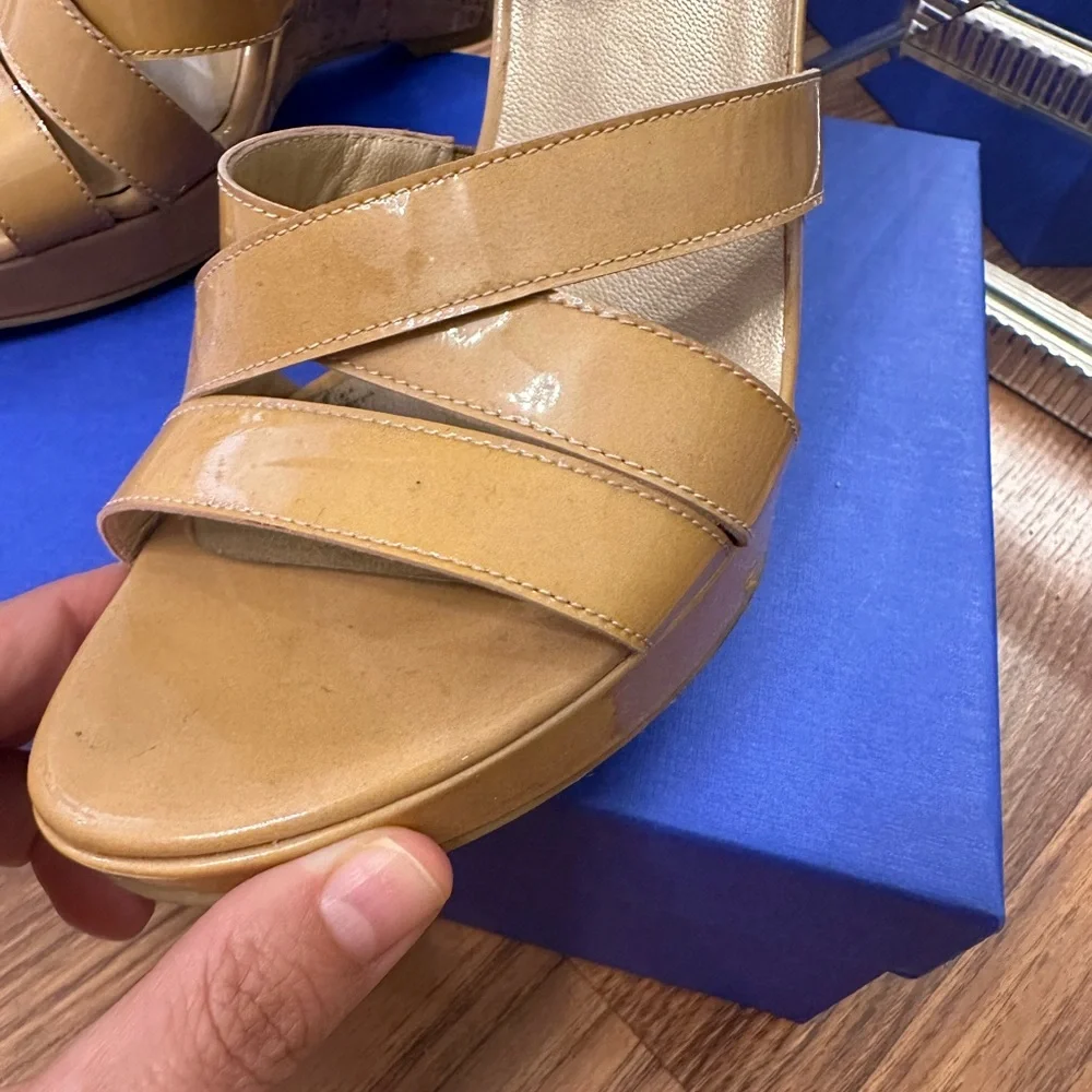 Stuart Weitzman Patent Wedge Sandals - Picture 6 of 7
